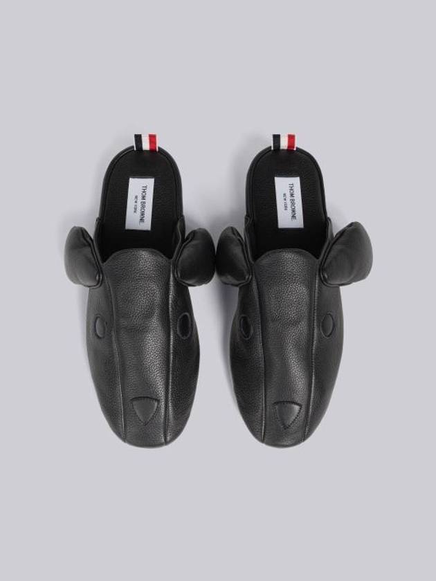 Men's Hector Leather Flat Slippers Black - THOM BROWNE - BALAAN 2