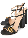 Women's GG Marmont Logo Sandals Heel Black - GUCCI - BALAAN.