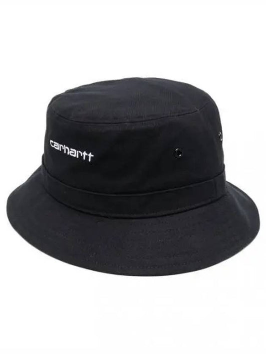 Script Embroidered Logo Bucket Hat Black - CARHARTT WIP - BALAAN 2