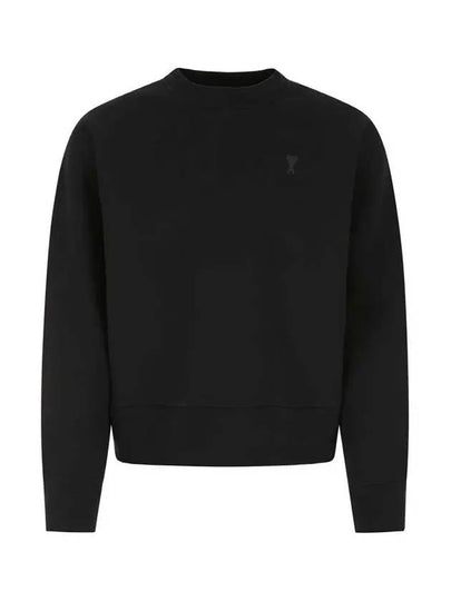 Heart Logo Tone On Tone Sweatshirt Black - AMI - BALAAN 2