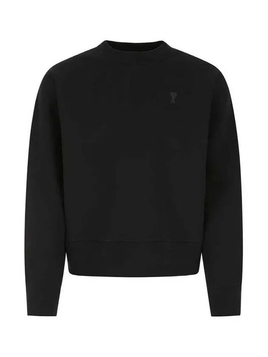 Heart Logo Tone On Tone Sweatshirt Black - AMI - BALAAN.