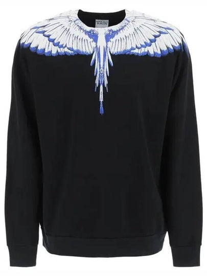 Icon Wing Print Crew Neck Sweatshirt Black Blue - MARCELO BURLON - BALAAN 2