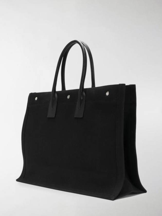 Rive Gauche Cotton Canvas Tote Bag Black - SAINT LAURENT - BALAAN 9