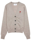 Heart Logo Wool Cardigan Brown - AMI - BALAAN 10