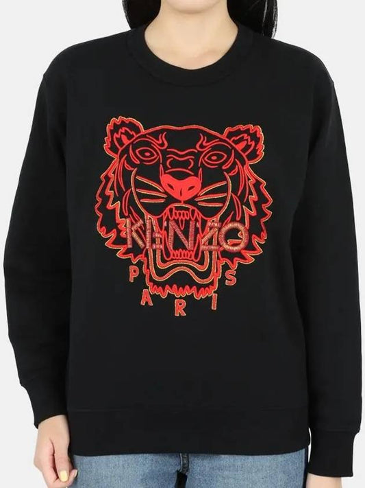 Women's Red Tiger Embroidery Sweatshirt Black 2SW824 CMB 99 - KENZO - BALAAN 1