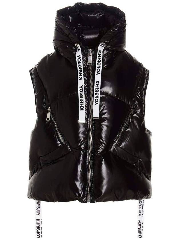 Women's Iconic Shiny Technical Padded Vest Black - KHRISJOY - BALAAN 1