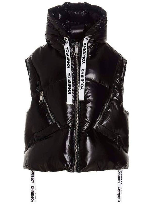 Women's Iconic Shiny Technical Padded Vest Black - KHRISJOY - BALAAN.