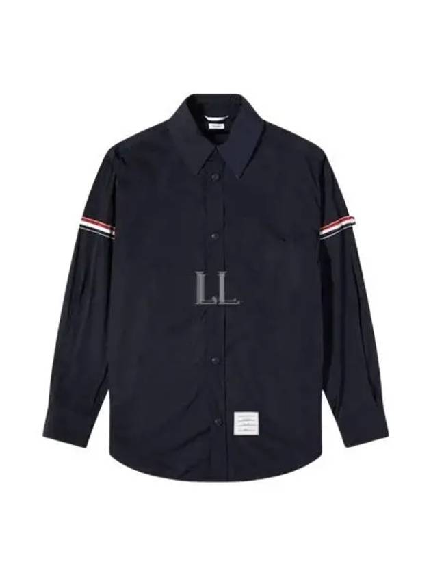 Armband Oversized Poly Twill Shirt Jacket Navy - THOM BROWNE - BALAAN 2