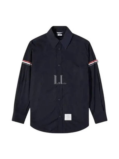 Armband Oversized Poly Twill Shirt Jacket Navy - THOM BROWNE - BALAAN 2