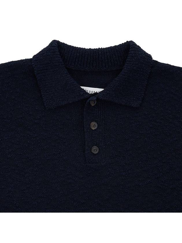 Nostalgic Boucle Knit Polo Shirt Navy - MAISON MARGIELA - BALAAN 4