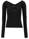 Le haut Pralu Logo Detail Cut-Out Viscose Knit Top Black - JACQUEMUS - BALAAN 2