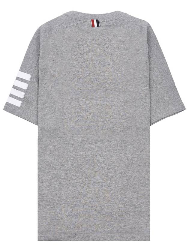 4-Bar Striped Cotton Short Sleeve T-Shirt Light Grey - THOM BROWNE - BALAAN 3