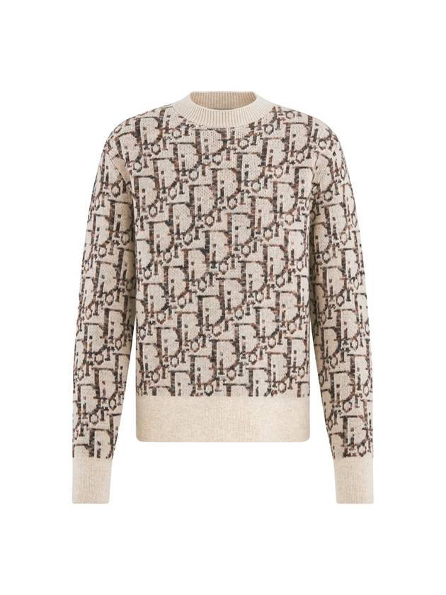 Oblique Wool Jacquard Knit Top Beige Brown - DIOR - BALAAN 1