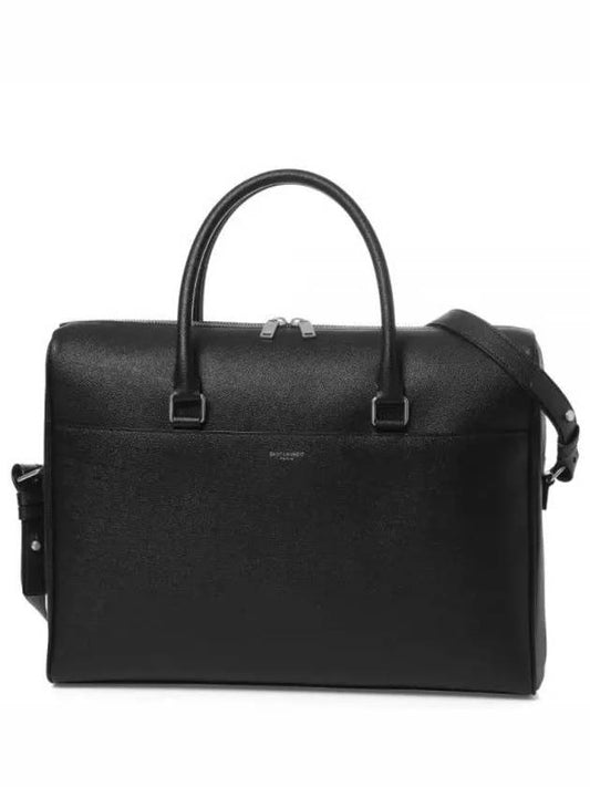 Logo Duffel Leather Brief Case Black - SAINT LAURENT - BALAAN 2