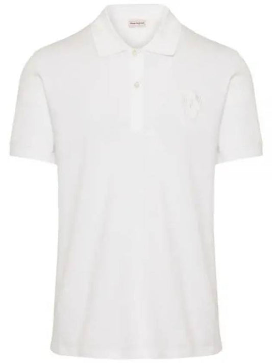 Skull Patch Short Sleeve Polo Shirt White - ALEXANDER MCQUEEN - BALAAN 2