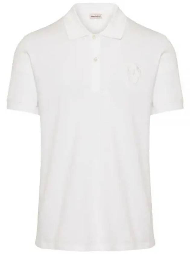 Skull Patch Short Sleeve Polo Shirt White - ALEXANDER MCQUEEN - BALAAN 2