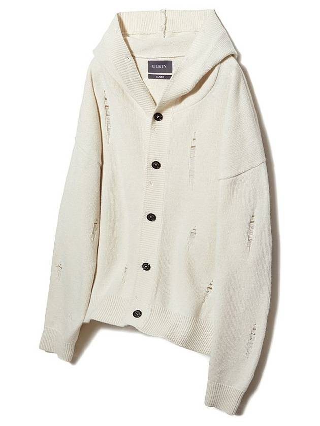 Runway Damaged Hooded Knit Cardigan Oatmeal - ULKIN - BALAAN 4