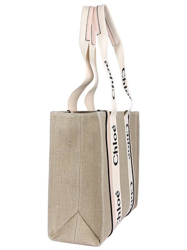 Woody Canvas Medium Tote Bag Cement Pink - CHLOE - BALAAN 4