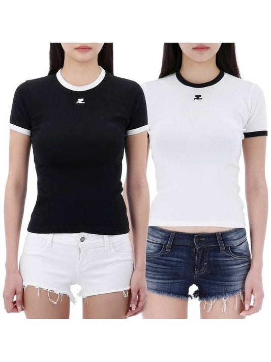 24SS Courrèges Contrast ReEdition Color Scheme Short Sleeve TShirt (2 Types) PERJTS017JS0070 - COURREGES - BALAAN 1