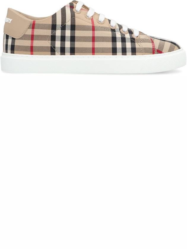 Vintage Check and Leather Sneakers Archive Beige - BURBERRY - BALAAN 3