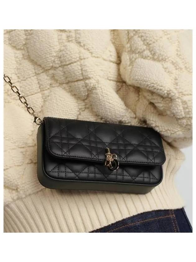 Phone Chain Cannage Lambskin Pouch Bag Black - DIOR - BALAAN 7