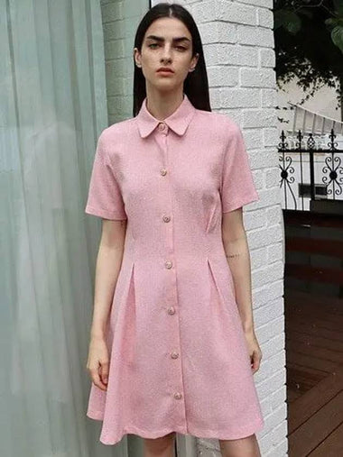 Fancy Tweed Shirt Dress Pink - DAMAGE MNEMONIC - BALAAN 1