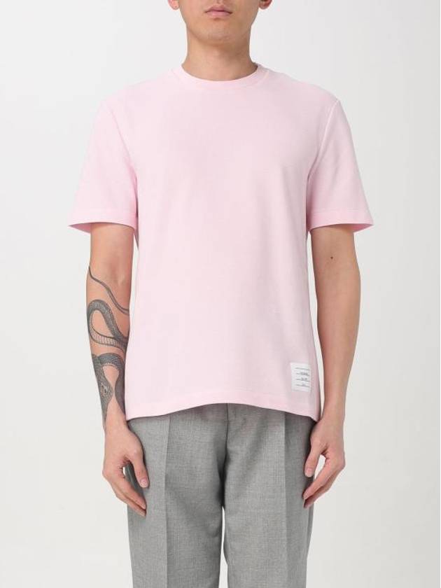 Men s side diagonal striped short sleeve t shirt light pink - THOM BROWNE - BALAAN 2