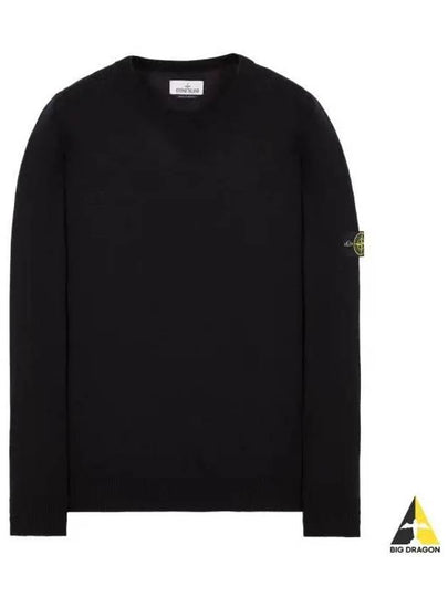 Logo Patch Round Neck Knit Top Black - STONE ISLAND - BALAAN 2