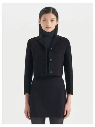 Women s double wool cashmere crop spring fall jacket black domestic product - THEORY - BALAAN 1