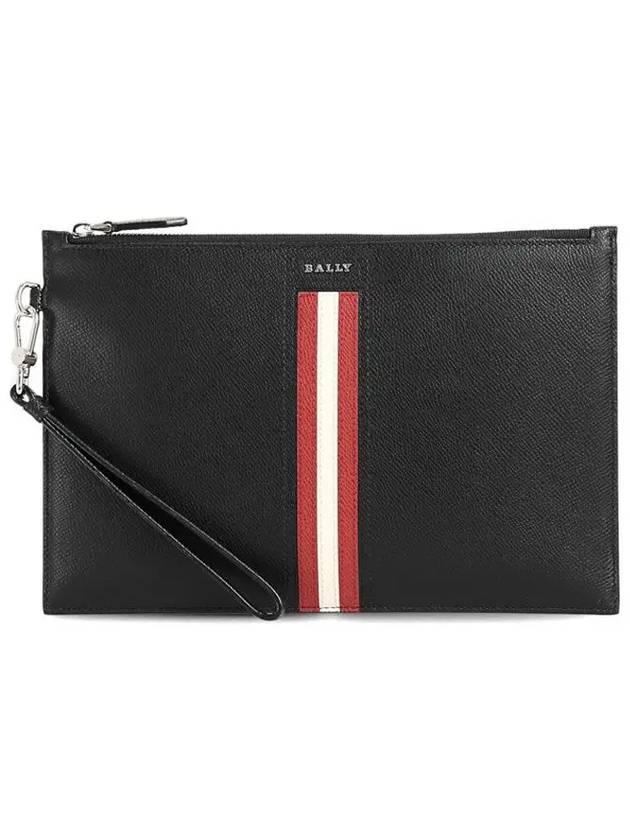 Logo Tenery Leather Clutch Bag Black - BALLY - BALAAN 2