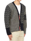 Funmix Donnyroll Cable 4 Bar V-Neck Cardigan Medium Grey - THOM BROWNE - BALAAN 7