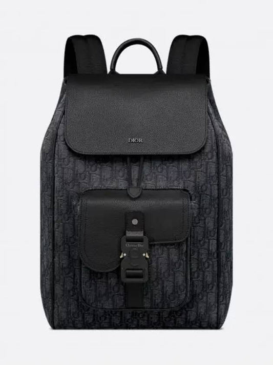 Saddle Oblique Jacquard Grained Calfskin Backpack Black - DIOR - BALAAN 2