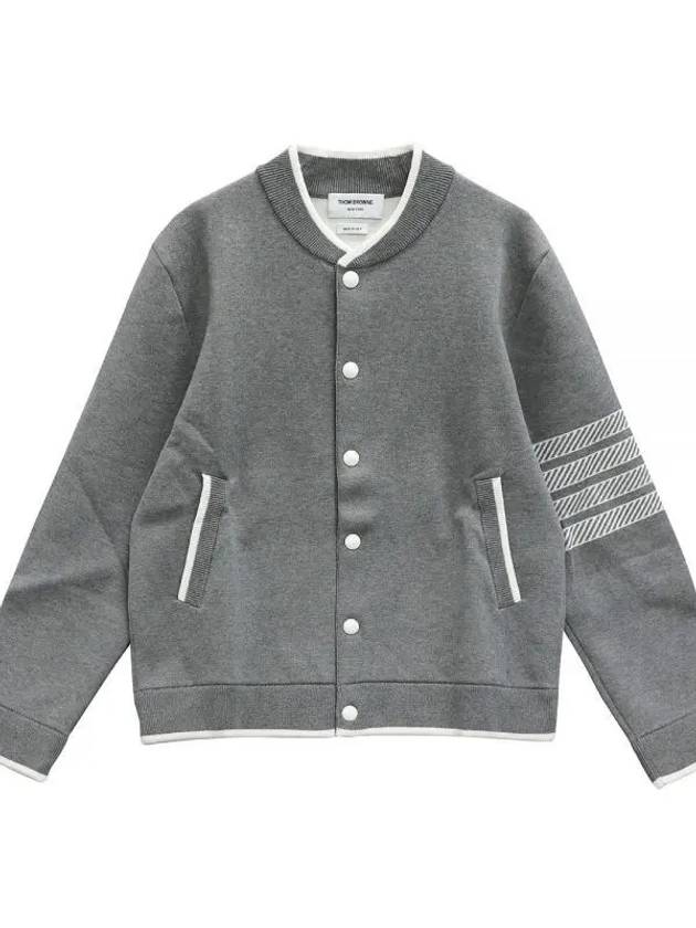 Anchor Jacquard 4-Bar Bomber Jacket Light Grey - THOM BROWNE - BALAAN 2