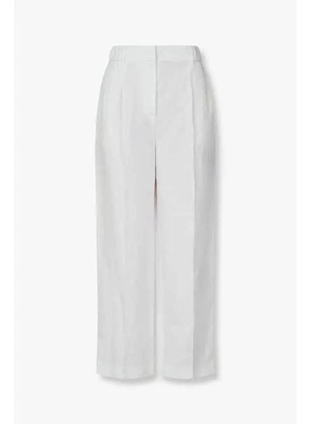 Women s Relaxed Linen Pleated Pants White - GIORGIO ARMANI - BALAAN 1