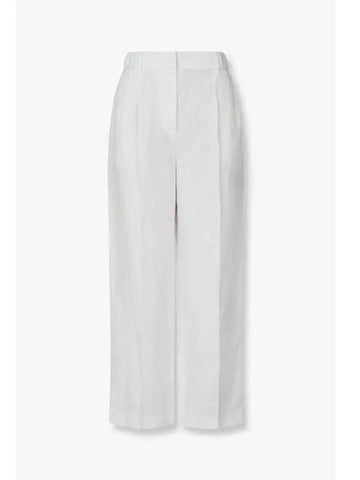 Women s Relaxed Linen Pleated Pants White - GIORGIO ARMANI - BALAAN 1