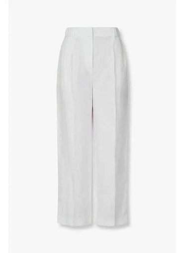 Women s Relaxed Linen Pleated Pants White - GIORGIO ARMANI - BALAAN 1