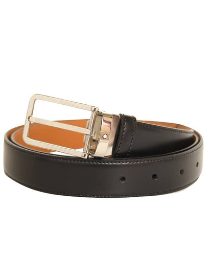 Rectangular Pin Buckle Leather Belt Black - MONTBLANC - BALAAN 2