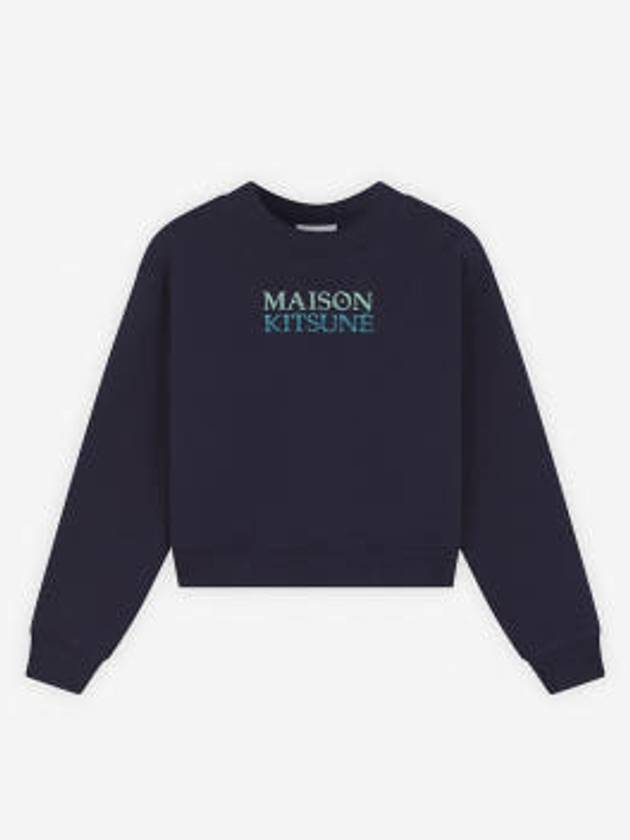 Gradient boxy brushed crop sweatshirt NW00309KM0326 Navy - MAISON KITSUNE - BALAAN 2