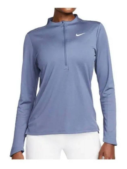 Women's Dri Fit UV Advantage Half Zip Long-Sleeve T-Shirt Blue - NIKE - BALAAN 2