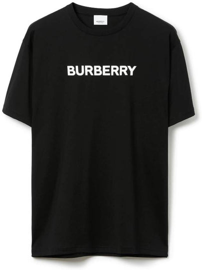 Logo Print Cotton Oversized Short Sleeve T-Shirt Black - BURBERRY - BALAAN 2