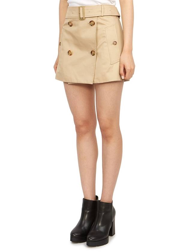 Women's Cotton Gabardine Mini Trench A-Line Skirt Beige - BURBERRY - BALAAN 3