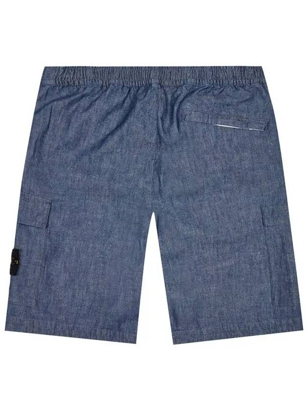 Men's Waffen Chambray Bermuda Denim Shorts Blue - STONE ISLAND - BALAAN 4