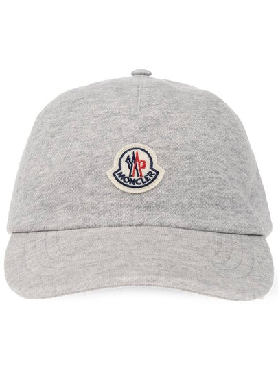 Fleece Logo Patch Cotton Baseball Ball Cap Grey - MONCLER - BALAAN 2