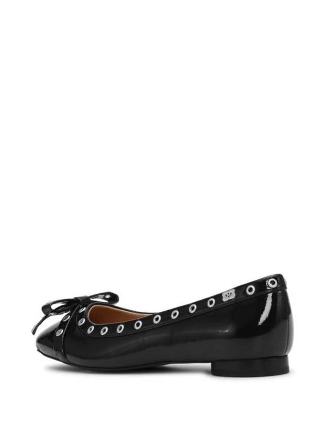 Eyelet Detail Bow Ballerina Black - GANNI - BALAAN 4