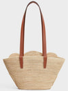 Classic Fenier Small Braid Triomphe Raffia Calfskin Tote Bag Tan - CELINE - BALAAN 4