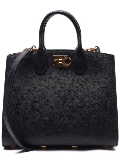 Medium Studio Box Tote Bag Black - SALVATORE FERRAGAMO - BALAAN 2