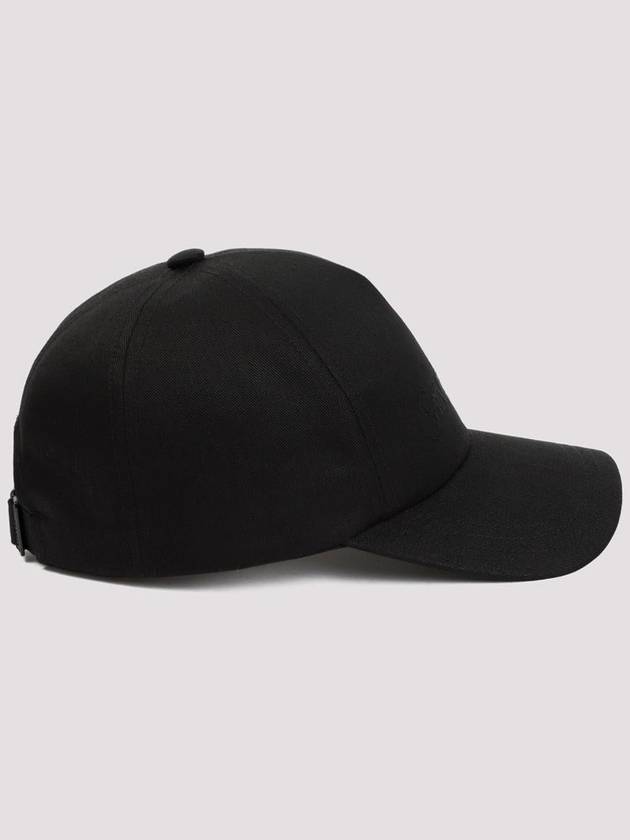 Embroidered Logo Gabardine Weave Cotton Ball Cap Black - SAINT LAURENT - BALAAN 3