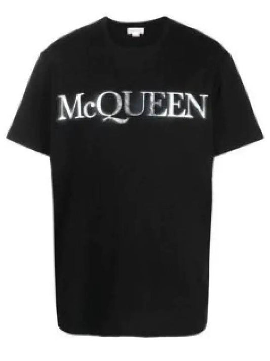 Spray Foil Print Short Sleeve T-Shirt Black - ALEXANDER MCQUEEN - BALAAN 2