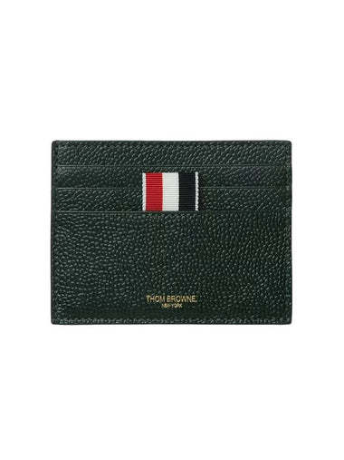 Pebble Calfskin 4-Bar Applique Note Card Wallet Dark Green - THOM BROWNE - BALAAN 1