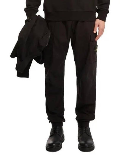 Stretch Cotton Tela Paracadute Cargo Straight Pants Black - STONE ISLAND - BALAAN 2